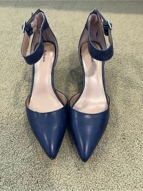 Style & Co Navy Blue D’Orsay Ankle Strap Pointed Toe Heels Size 7.5